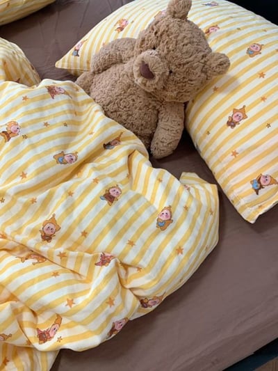 星星條紋超柔水洗棉床包四件組4