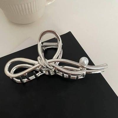 氣質高級感珍珠蝴蝶結髮夾3