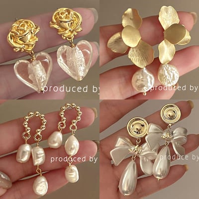 法式小香風氣質珍珠流蘇耳環四件組1