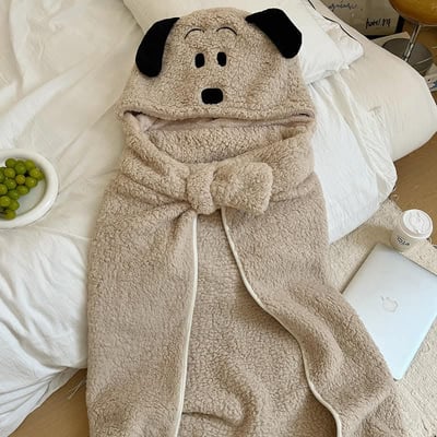 狗狗連帽可愛  溫暖披肩連帽斗篷毯子6