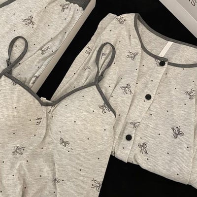 小蝴蝶印花春秋 莫代爾棉三件套家居服2