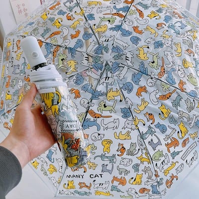 貓咪加柯基全自動折疊透明雨傘2