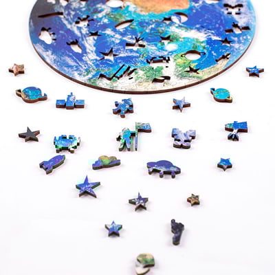 木質拼圖地球+月球拼圖   買地球送月球6