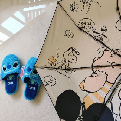 史努比外層黑膠內圖案自動晴雨傘3