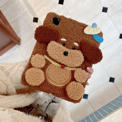 毛茸泰迪狗 泰迪狗狗棕色系可愛iPad平板保護套2