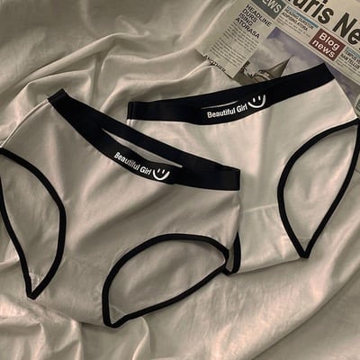 黑白拼色運動風 舒適腰圍中大女童三角內褲組5