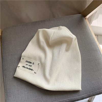 日系百搭貼布包頭針織堆堆帽5