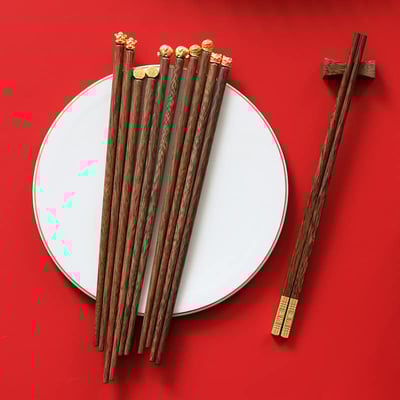 金甲招財雞翅木福氣筷組  現貨4