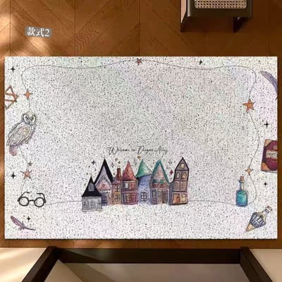 哈利波特魔法學院入戶地墊 可裁剪絲圈防滑玄關過道耐髒門墊2