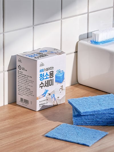 Daiso 強清潔小蘇打帶洗劑菜瓜布 10入/1