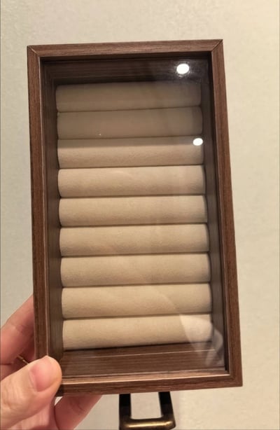 黑胡桃木紋飾品收納盒 復古質感戒指耳釘專用盒4