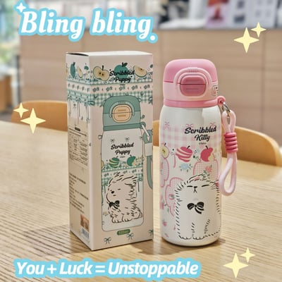 可愛萌寵保溫杯吸管直飲兩用設計3