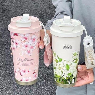 花季系列保溫咖啡杯 不鏽鋼內膽 500ml保溫保冷隨行杯13