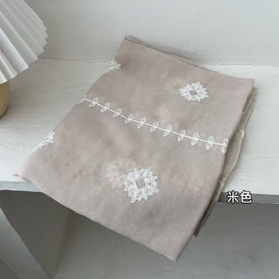民族風茉莉花刺繡棉麻圍巾 防曬披肩兩用圍巾7