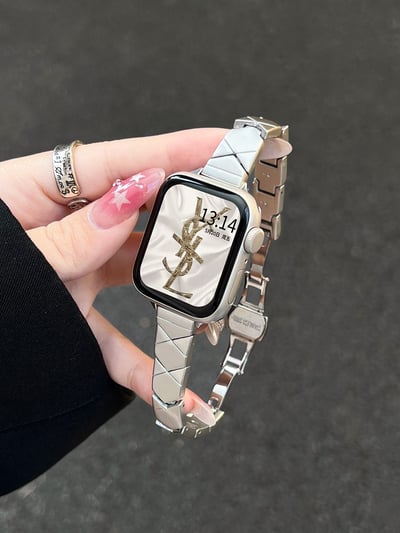 Apple Watch 細版鋼帶幾何切面金屬錶帶5