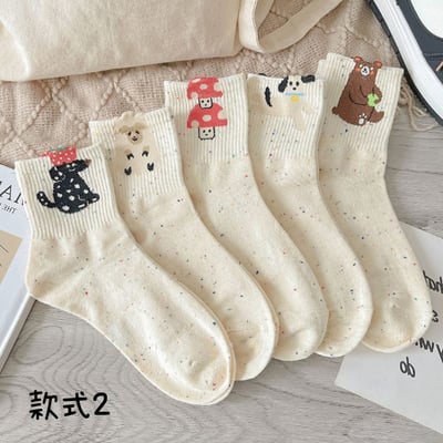 春秋款純棉動物圖案可愛多款點子紗襪2