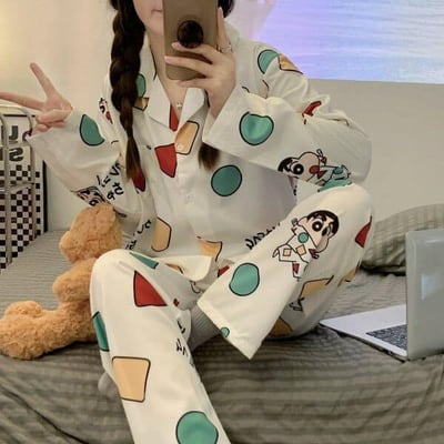 春秋塗鴉睡衣圖案家居睡衣1