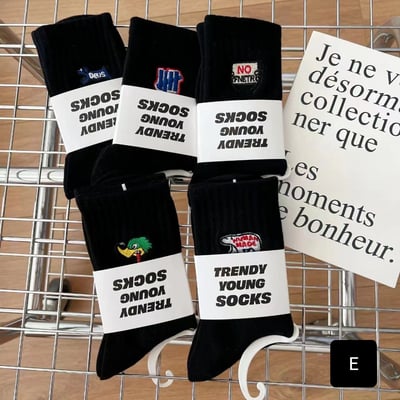 情侶襪也要有儀式感 韓系刺繡短襪5雙組9