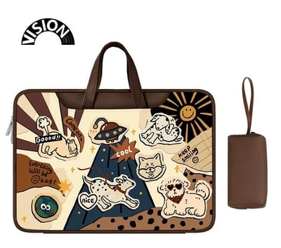 狗狗派對 棕色系可愛狗聚 多功能旅行電腦包3