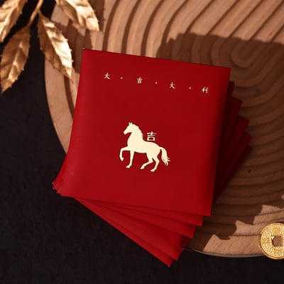 2026馬年限定 極簡金馬小紅包袋 12入組3