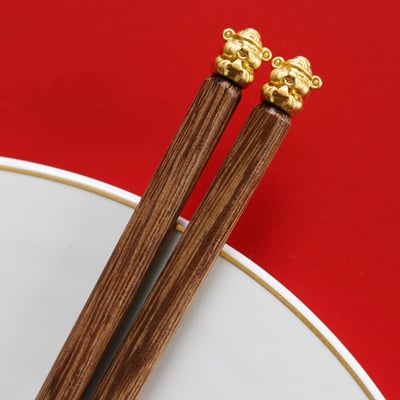 金甲招財雞翅木福氣筷組  現貨8