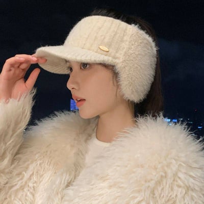 韓版保暖毛絨護耳冬季百搭空頂帽4