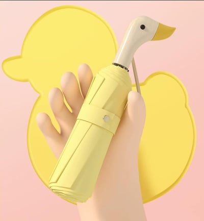 木製鴨頭 可愛小鴨晴雨兩用自動傘2