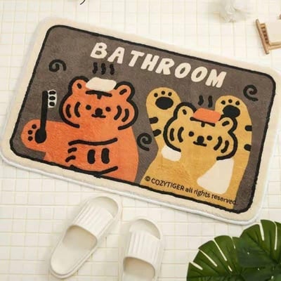 刷牙老虎系列吸水家用浴室地墊組2