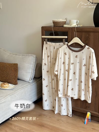夏日涼感舒適雪花棉精靈睡衣 高級感透氣居家套裝14