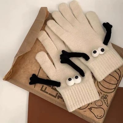 磁吸針織毛線牽手手套5