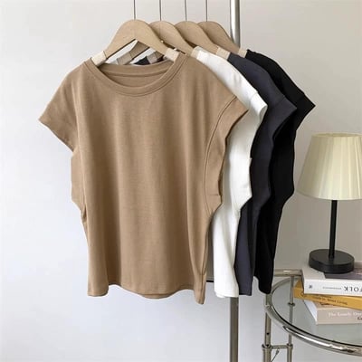 韓版設計感小眾飛袖落肩上衣2