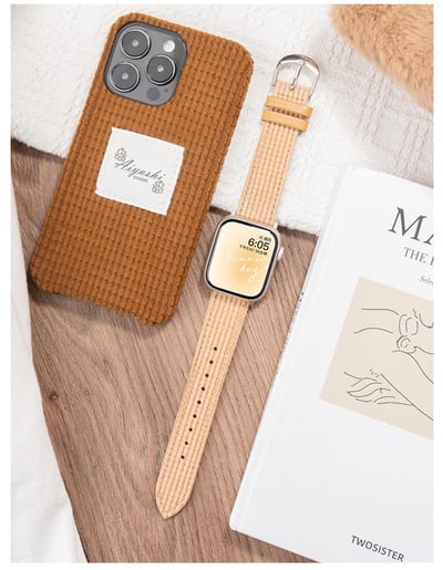 華夫格絨面簡約氛圍感Apple watch錶帶12