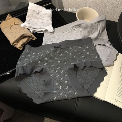 韓版復古碎花純棉內褲 柔軟親膚低腰三角褲舒適內褲4件組5