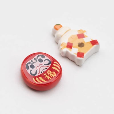 日式復古童趣筷枕 達摩武士陶瓷筷架4