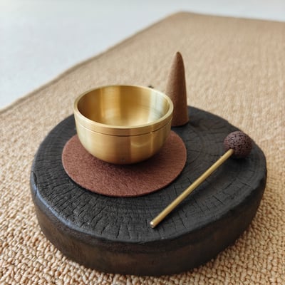 日本美術館同款 迷你黃銅回音頌鉢・靜心儀式小罄2