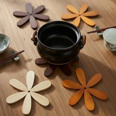 北歐原木聖誕樹隔熱墊升級5片組5