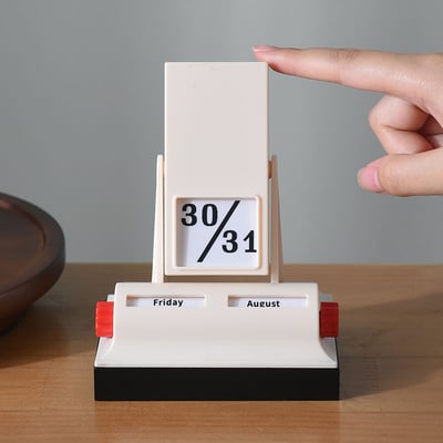 奶油白復古翻頁萬年曆 桌面設計感小擺件 輕奢節日禮物3
