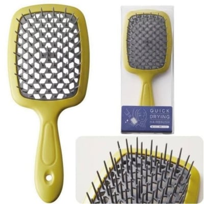 日本 超省時 速乾簍空軟齒按摩梳 一組2支 顏色隨機3