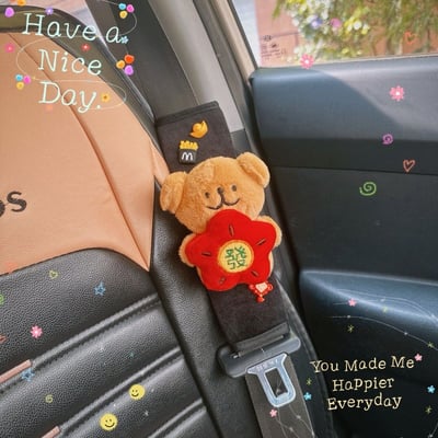 線條發財小狗車載安全帶護肩一對組3