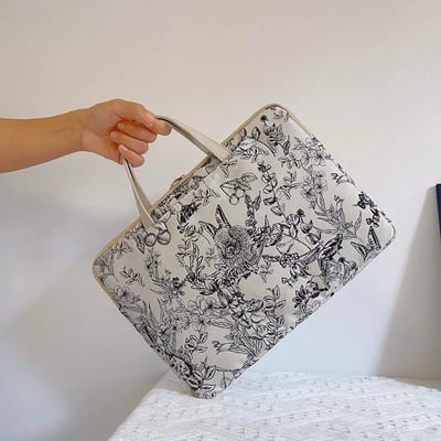 林中小兔子 刺繡花卉與兔多功能旅行電腦包1