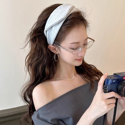 新款高級感氣質藍加灰色髮箍2