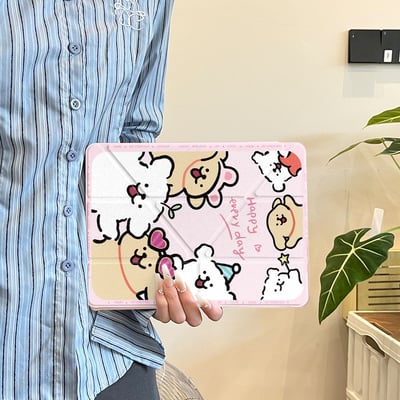 線條小狗三折配平板保護套  現貨10.2吋2