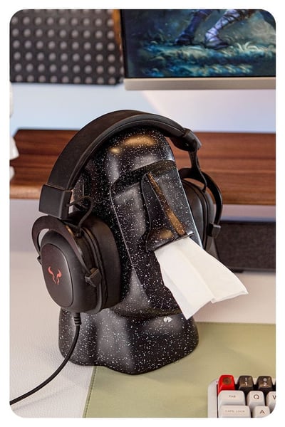 摩艾頭戴式耳麥耳機架 面紙盒收納擺飾 桌面創意擺飾3