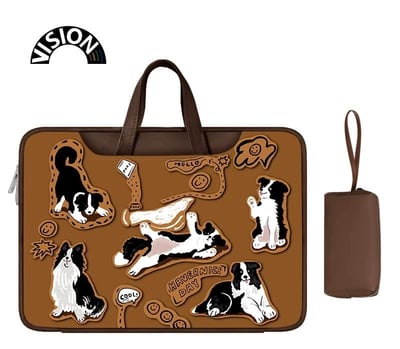 我愛邊牧 可愛牧羊犬拼貼風多功能旅行電腦包6