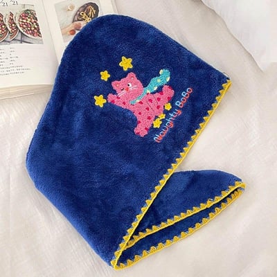 超萌刺繡貓咪 吸水速乾珊瑚絨乾髮毛巾乾髮帽4