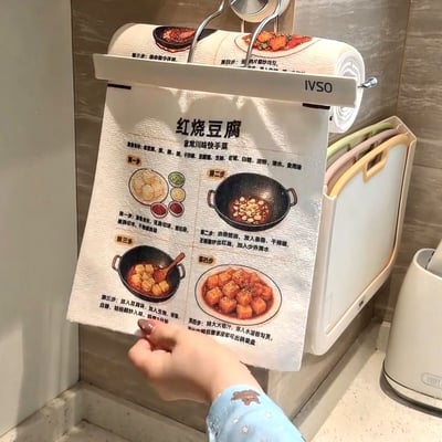 細纖維周拋食譜抹布 廚房懶人洗碗布  可撕式易清洗 一卷20張20道菜9