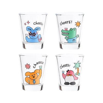 開燒酒派對 微醺動物園玻璃燒酒清酒杯組禮盒7