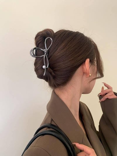 氣質高級感珍珠蝴蝶結髮夾7