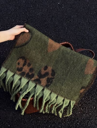 挪威森林．復古老錢風豹紋圍巾 加厚溫暖披肩5