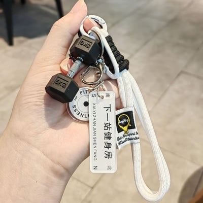 健身人必備  INS風迷你啞鈴鑰匙扣 運動潮流掛飾包包點綴神器6